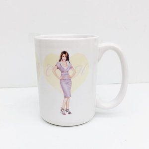 Mug Coffee Tea Hot Chocolate White Love Heart Fashion Model Gal Purple Dress